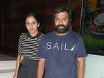 Santosh Narayanan and Meenakshi at a movie premiere