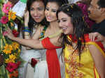 Rituparna, Monami and Manali during the Khunti Pujo,