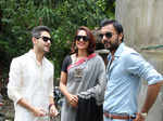 Vikram Chatterjee, Mumtaaz and Indrasish Roy during the Khunti Pujo