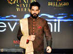 A model showcases a creation of Dev r Nil during the India Luxury Style Week - Men's Edition,