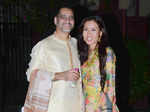 Vikram Bawa and his wife Gauchi Homring arrive at Queenie Singh’s wedding party