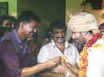 Actor Vijay hands over the thaali to Shanthanu Bhagyaraj