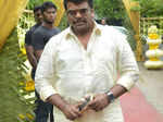 R. Parthiepan arrives for the wedding ceremony