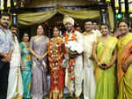 Karthi and Jyothika pose with newlyweds Shanthanu Bhagyaraj and Keerthi