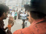 People click pictures during the Raahgiri