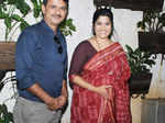 Girish Kulkarni and Renuka Shahane pose together during the premiere of Marathi film