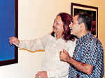 Mohammad Shakeel (L) and Ravi Kapoor during a photography exhibition