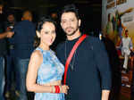 Gunjan Walia poses with her husband Vikas Manaktala at the special screening