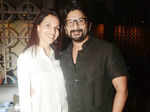 Poonam Soni and Arshad Warsi pose for a photo during the luncheon party,