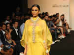 A model showcases a creation by Priyam Narayan