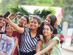 Participants take selfie during Raahgiri Day celebrations