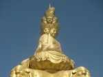 The golden statue of Puxian Buddha was established in the year 2006
