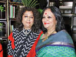 Madhu Jain (L) and Pratibha Prahlad during a food and fashion soiree