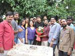 Kiccha Sudeep poses with K S RaviKumar, Nithya Menen