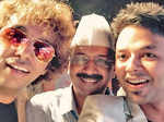 Salman and Zaman Khan take a selfie with Arvind Kejriwal