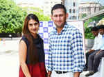Ajit Agarkar poses with wife Fatima Ghadially