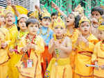 School children dress up as lord Krishna