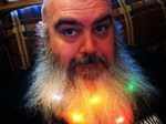 This guy knows how to rock his party with studded bulbs on his beard