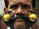 This Indian folk has taken his style to another lever by adding lemons on his moustache