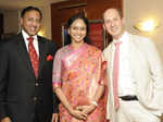 Raghuram, Vyjayanthi and Peter during the drinks reception and dinner