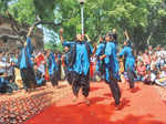 Students from Daulat Ram College during a nukkad natak