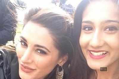 Nargis Fakhri invites a fan on the sets of 'Housefull 3' in London