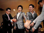 According to a Korean tradition, groom’s feet are beaten