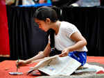 A girl takes part in the art activities