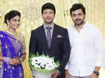 Actor Karthi poses with Vijayalakshmi and Feroz