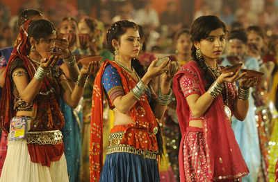 Bright colours and fancy fabrics galore, this Navratri