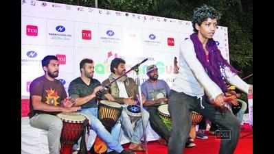 Djembefola United performs at Bachpan Gully at Mansarovar Garden in Delhi