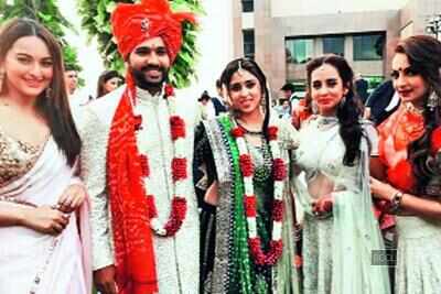 Sonakshi Sinha, Amrita Arora attend Rohit Sharma's wedding in Mumbai