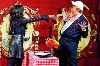 Kerry Washington throws wine at an actor playing Trump in Hasty Pudding ceremony