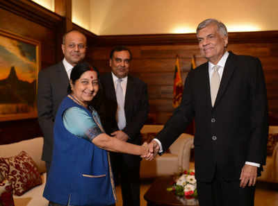 Swaraj meets Lankan Prez, talks with leaders