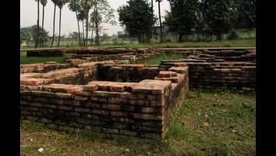 Ruins of ancient city of Patliputra at Kumhrar losing sheen