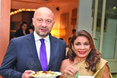 Author of French veg food guide, Rashmi Uday Singh, knighted by French ambassador in Delhi