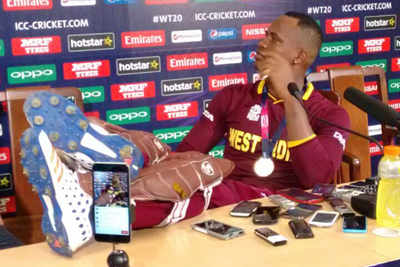 WATCH: Samuels chills out during post-match media interactions
