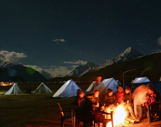 Camping on a full moon night at Chandratal