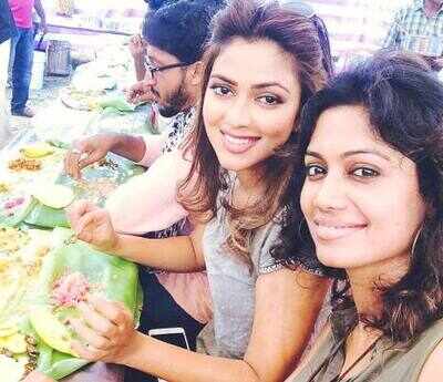 Amala Paul celebrates Vishu on the set