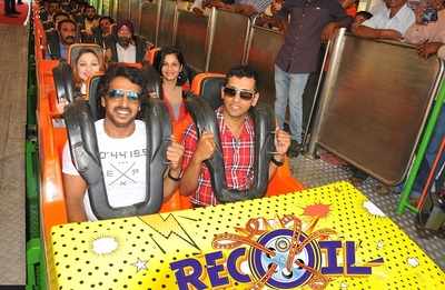 Upendra and Priyanka flag off new ride at Wonderla Bengaluru