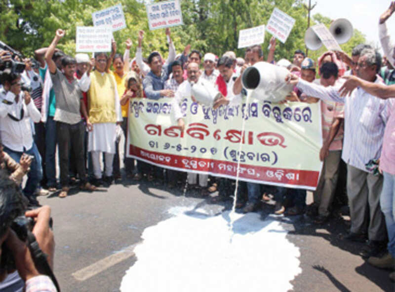 Odisha: Dairy farmers pour milk on streets to protest govt apathy