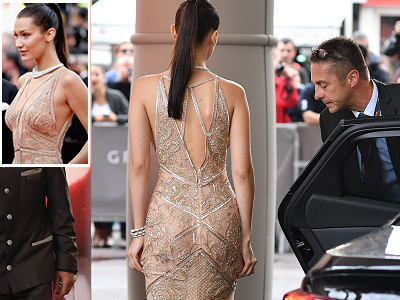 sachin and babi light blue dress Bella Hadid Wears a Little Red Dress and a Lot of Fashion Tape on the  Cannes Red Carpet main image 0