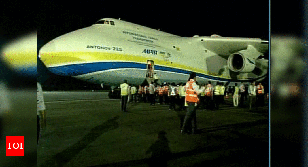 World S Largest Cargo Aircraft Antonov An 225 Lands At Hyderabad Airport Hyderabad News Times Of India