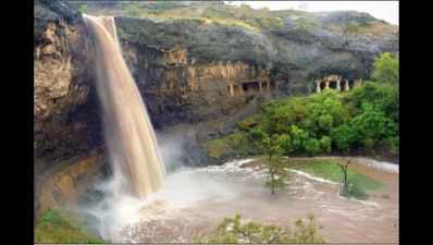 Monsoon gives Ellora a spectacular waterfall