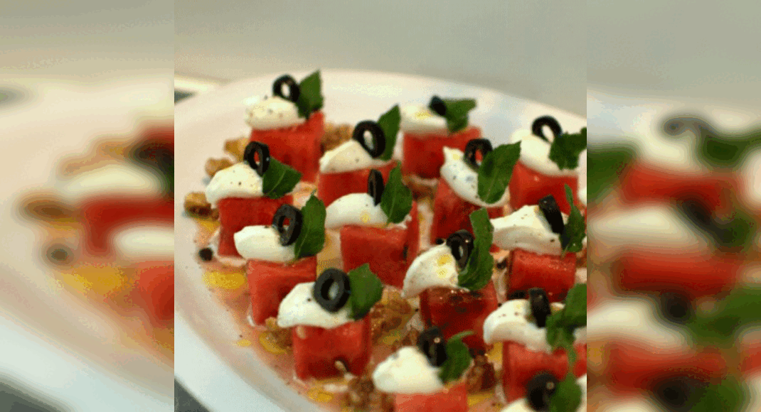 Watermelon Caprese Recipe: How to Make Watermelon Caprese Recipe | Homemade Watermelon Caprese Recip