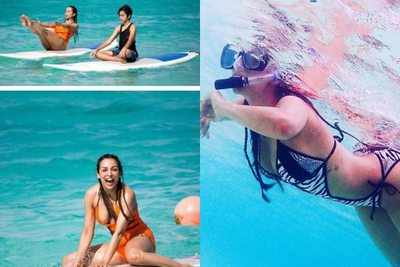 Malaika Arora Khan sizzles in bikini on the beaches of Maldives, does yoga with son