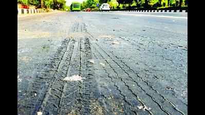 Ramgiri Road, recently relaid for Rs50L, weathers rains...