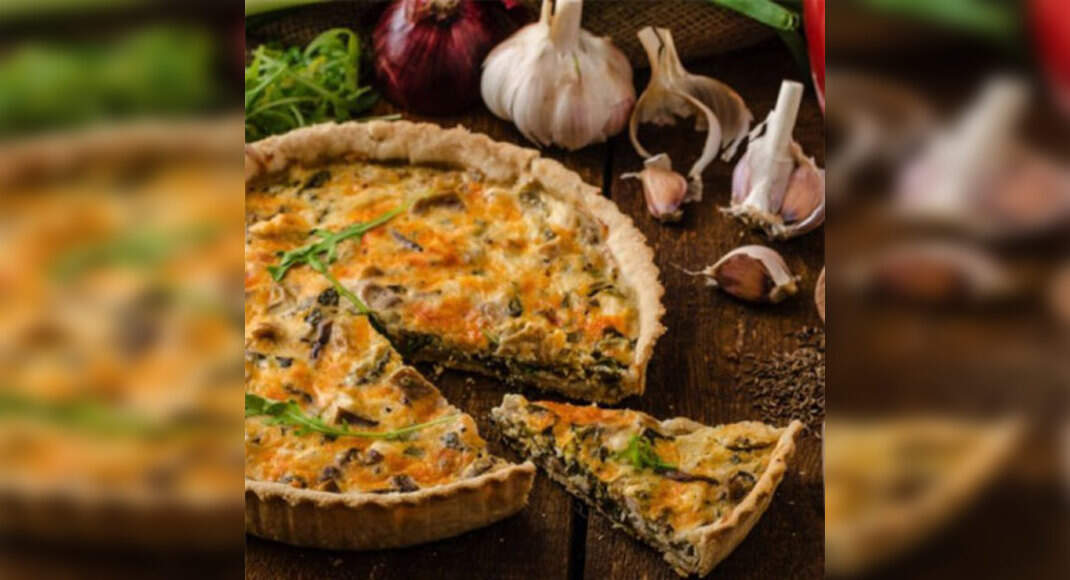 Chicken Quiche Recipe: How to make Chicken Quiche Recipe at Home | Homemade Chicken Quiche Recipe - 