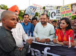 Protest against suicide of AAP activist