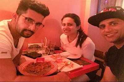 Karanvir Bohra welcomes back friend Sargun Mehta; dines with Ravi Dubey and the actress